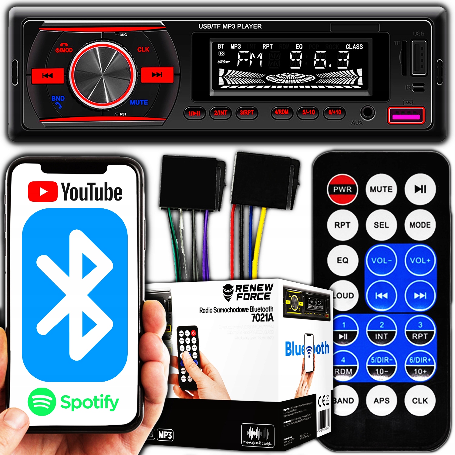 Autorádio Renew Force FM BT HANDSFREE 1-DIN CAR